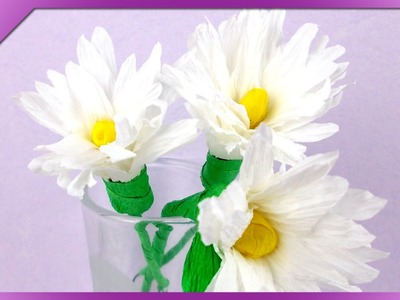 DIY Stokrotki z bibuły. Tissue paper daisies (+ENG Annotations) - Na szybko #84