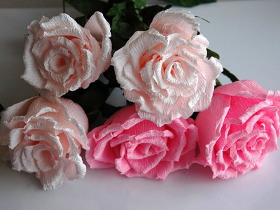 Róże z bibuły. Crepe paper flowers - roses  DIY