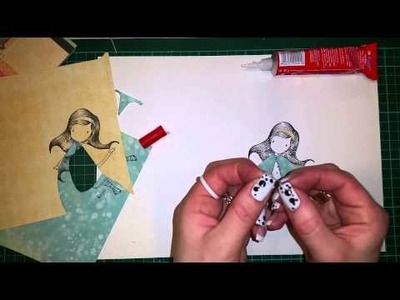 Jak zrobić kolorowy obrazek z użyciem stempla i papieru scrapbooking, tutorial