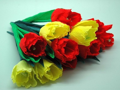 Kwiaty z bibuły - tulipany.  Crepe paper flowers-Tulips DIY
