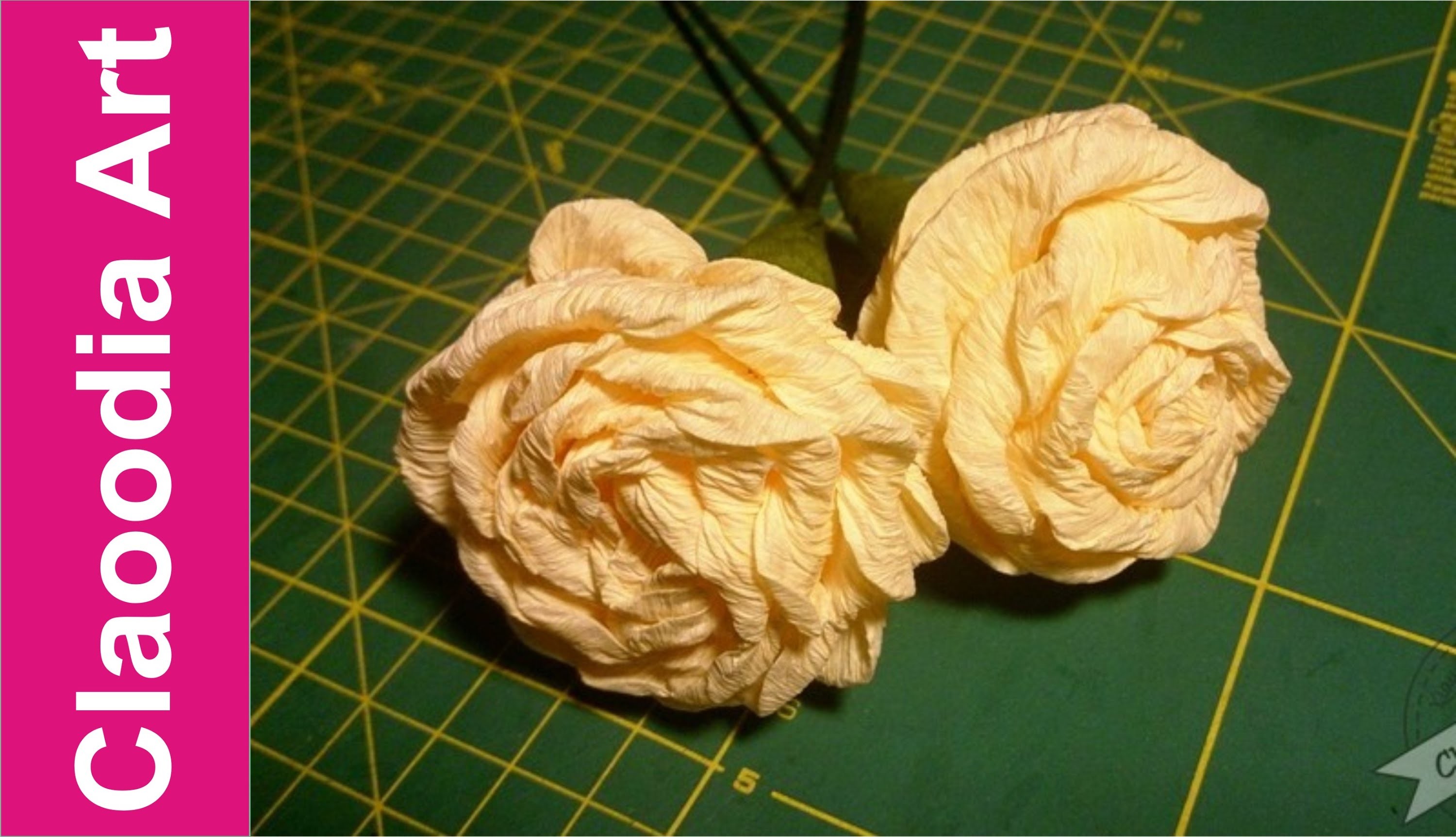 Jak zrobić różę z krepiny (metoda cukierkowa) [crepe paper rose] (Claoodia Art)