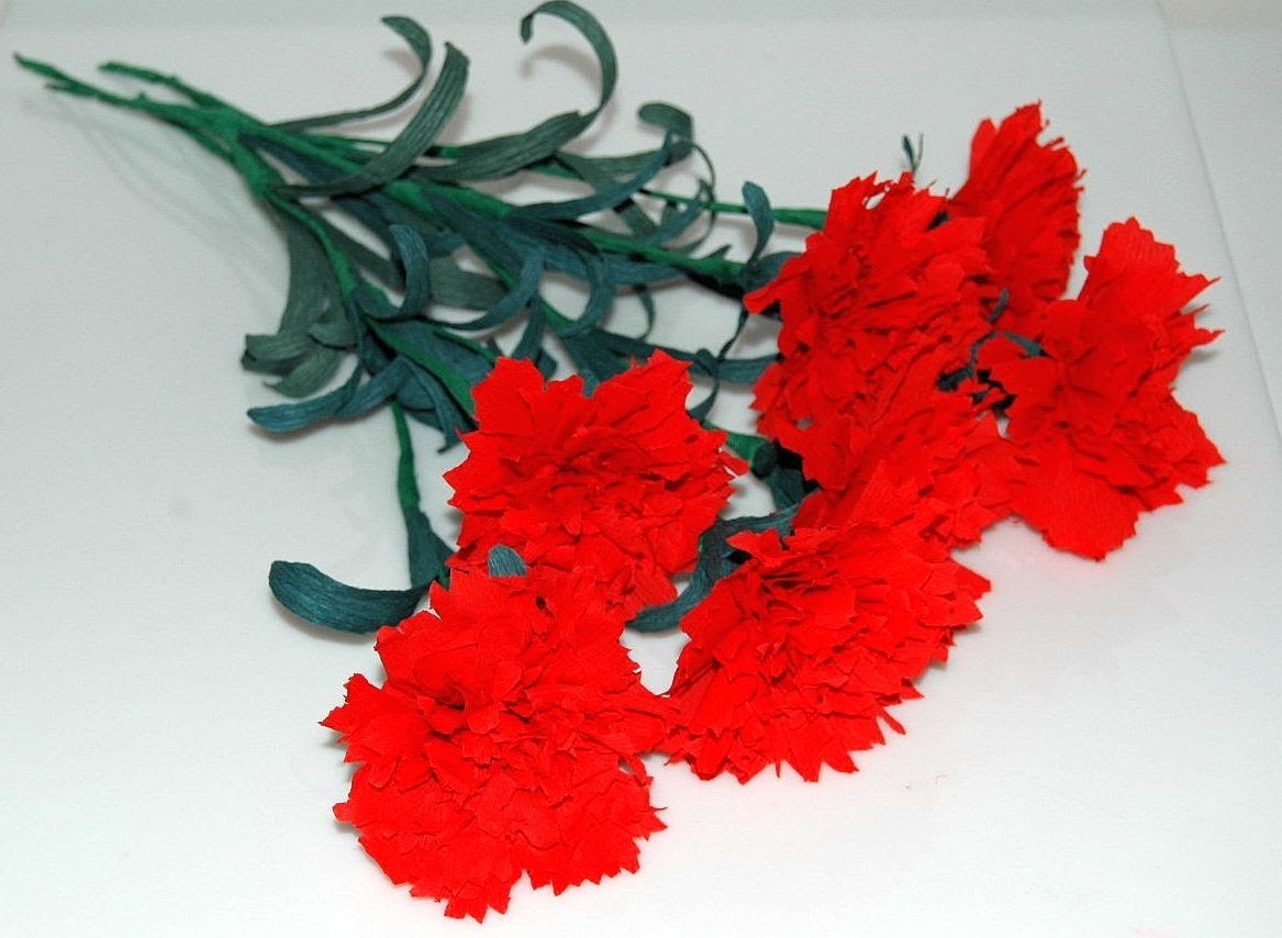 Kwiaty z bibuły - Goździk krok po kroku DIY paper flowers