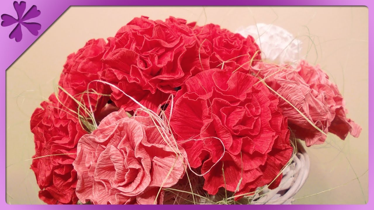 DIY Goździki z bibuły. Tissue paper carnations (+ENG Annotations) - Na szybko #21