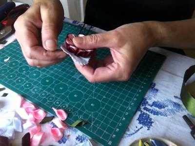 DIY Tutorial Handarbeit Haarklamer*Haarnadel mit Kanzashi Blumen* Klamra do włosów