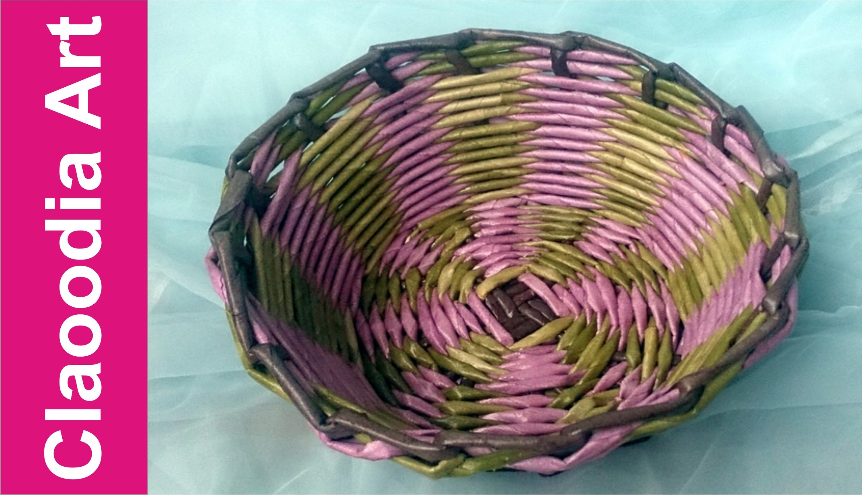 Jak zrobić kolorowy okrągły koszyk z papierowej wikliny? [basket, paper wicker] (Claoodia Art)