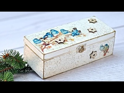 Decoupage  pudełko z ptaszkami - tutorial DIY