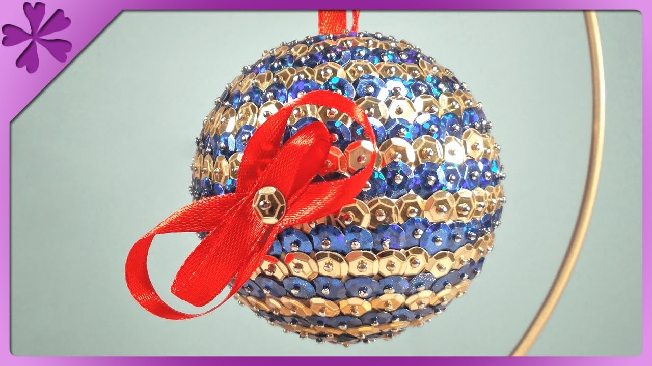 DIY Bombka z cekinów. Sequins Christmas ball (+ENG Annotations) - Na szybko #49