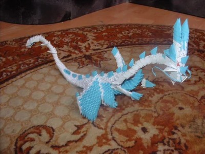 White & Blue Dragon 3d origami by angeliqs