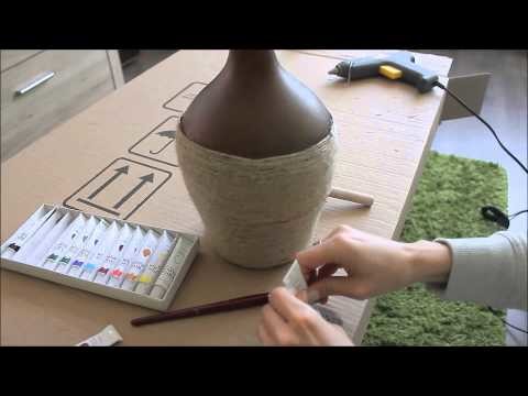 DIY jak zrobić.  wazon etniczny, wazon ze sznurka brązowy, afrykański