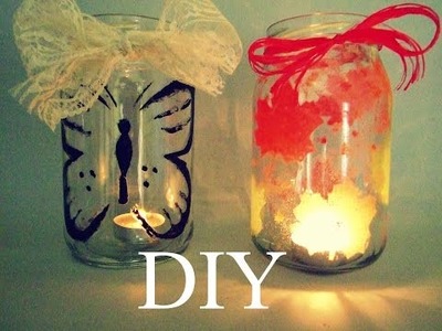 DIY jar lanterns. świeczniki