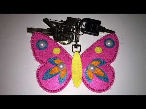 DIY felt Butterfly Keychain. My first sewing. moje pierwsze szycie