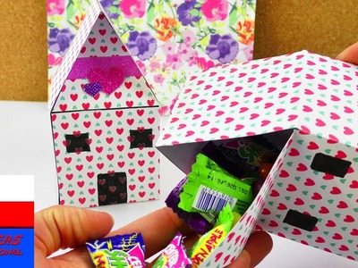 DIY pomysł na opakowanie prezentu | domek z kolorowego papieru