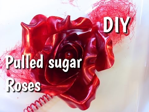 Czerwona róża z karmelu | Pulled sugar Roses DIY