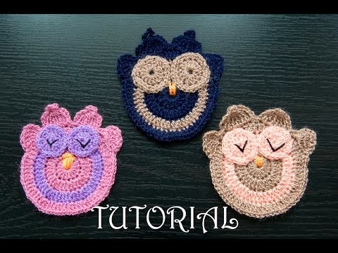 Sowa na szydełku- aplikacja. Crochet owl- applique. Tutorial
