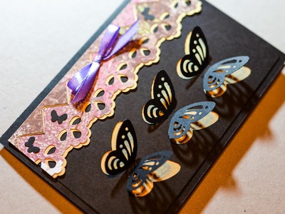 How to Make - Decorative Greeting Card With Butterflies - Step by Step | Kartka Z Czarnymi Motylami