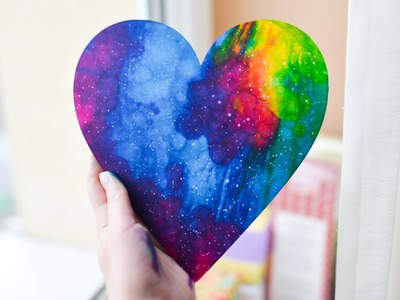 How to Make - Watercolor Galaxy Heart Valentine's Day - Step by Step | Serce Kosmos Galaktyka