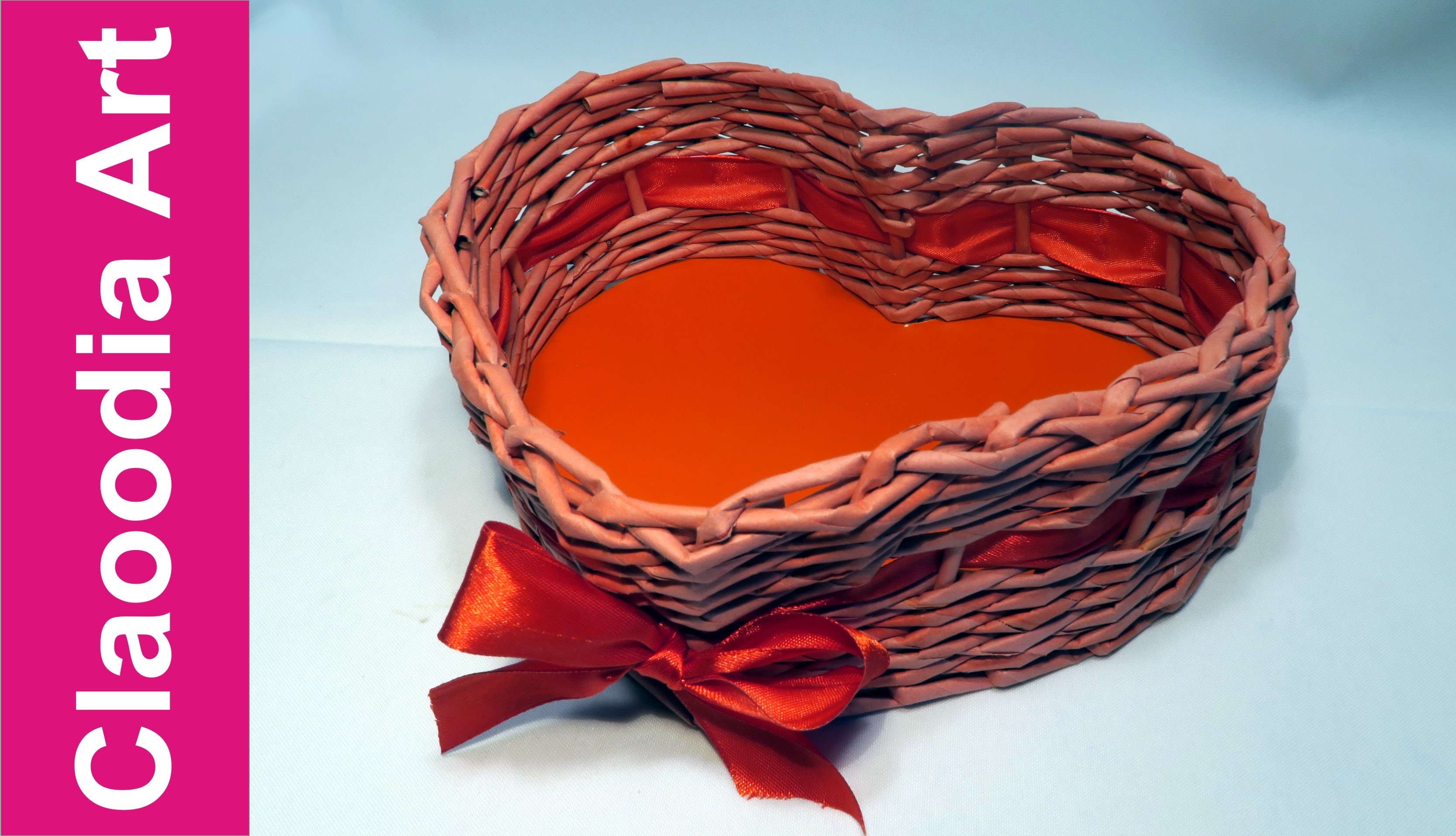 Koszyk SERCE, papierowa wiklina (basket heart, wicker paper)