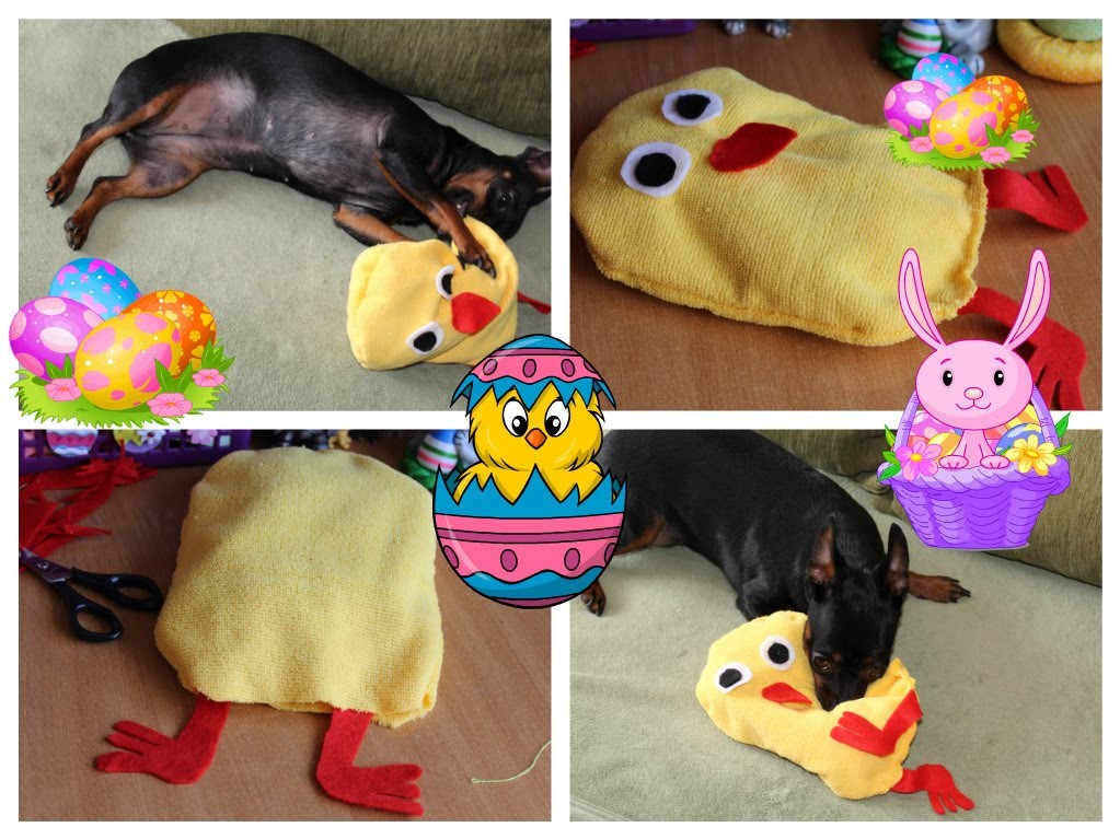 DIY #10 zrób to sam pluszowy kurczak na Wielkanoc dla psa