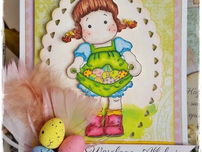 Kartka Wielkanocna ze stempelkiem od Magnolia, scrapbooking, DIY, tutorial,
