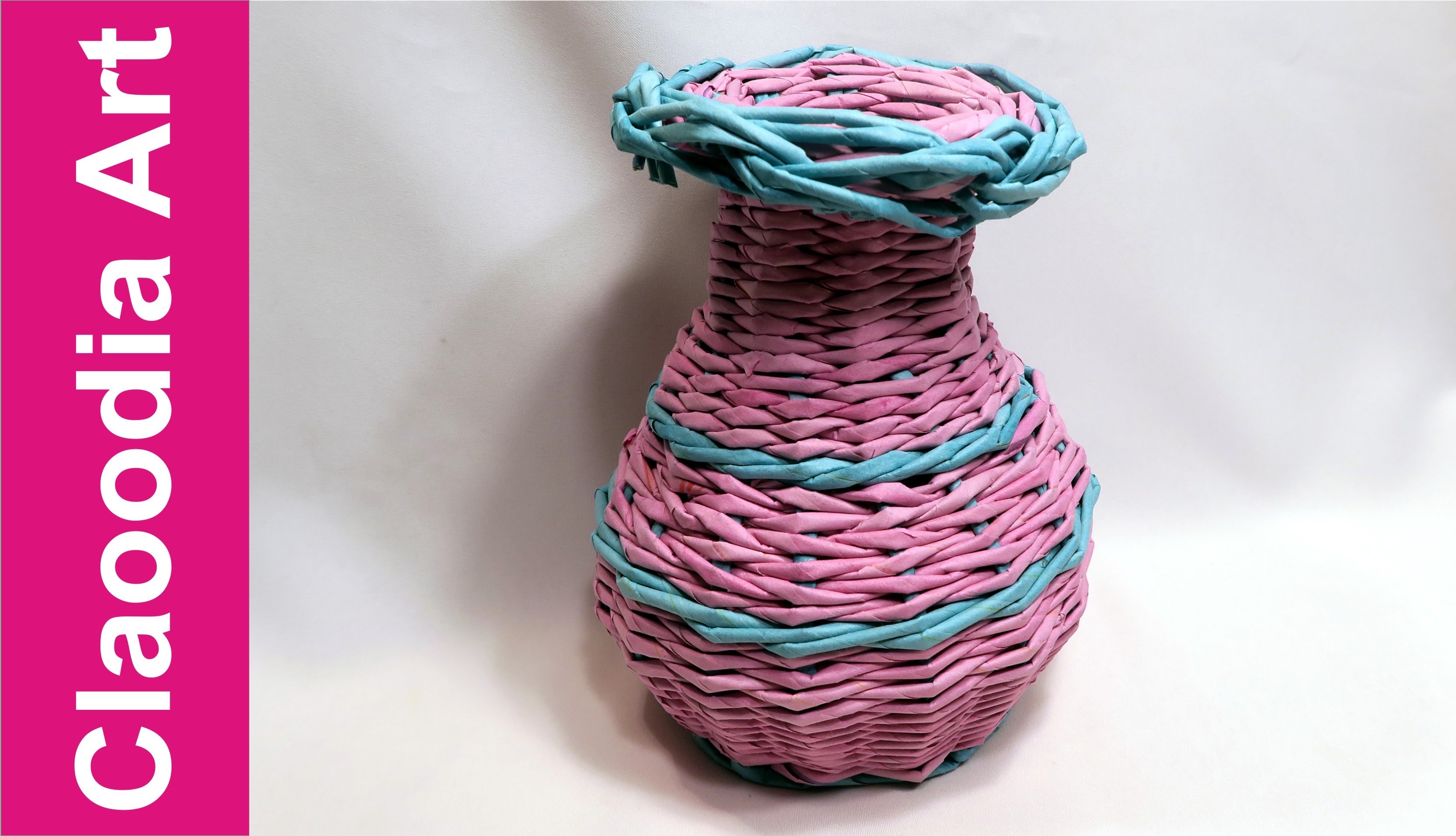 Wazon z papierowej wikliny (vase, wicker paper, DIY)