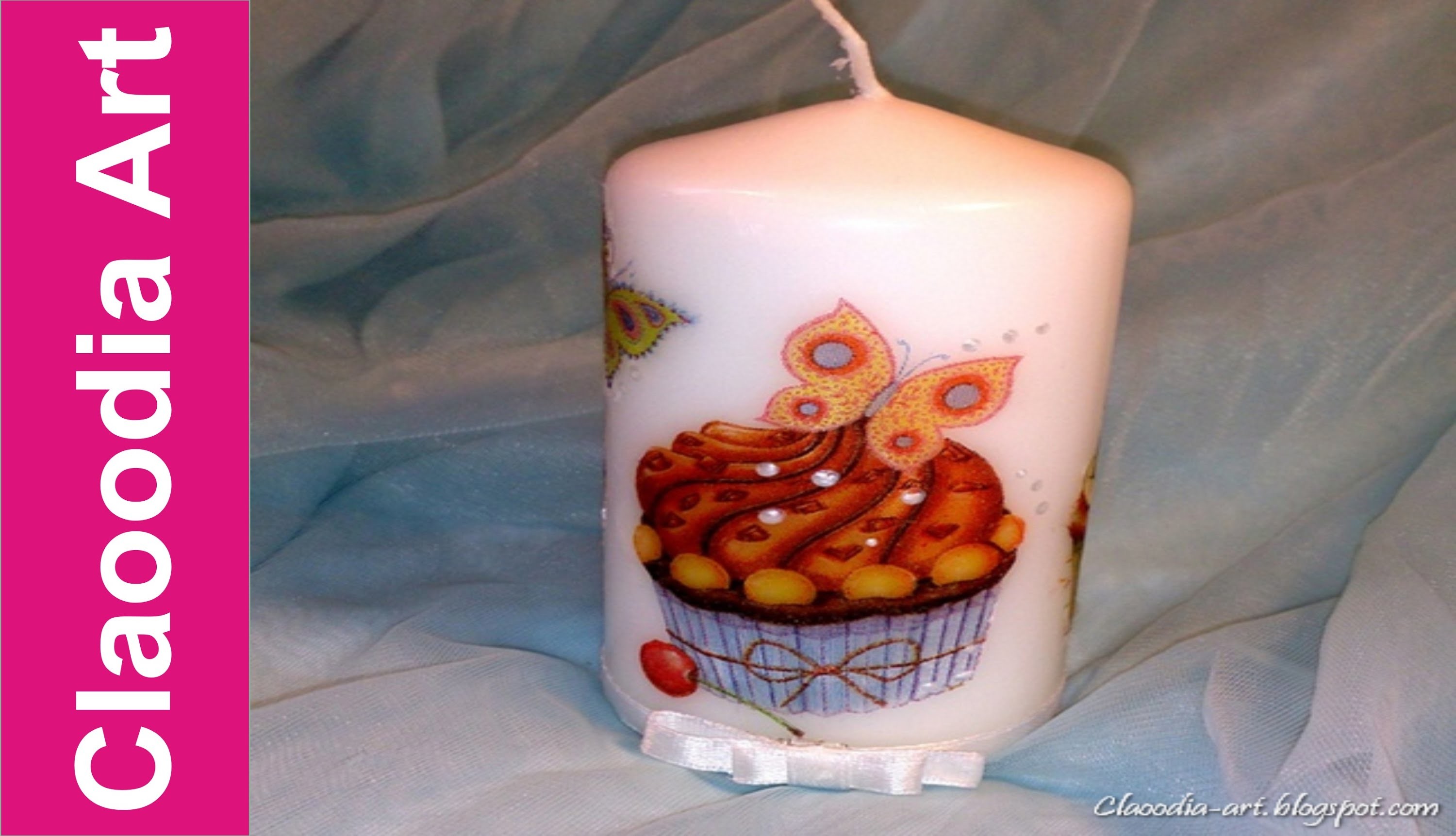 Ozdabianie świeczki, decoupage - z pomocą drugiej świeczki (candle decuopage)