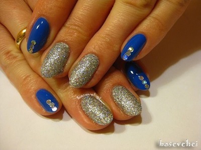 Niebieski i srebro - Basevehei - Blue & silver nails