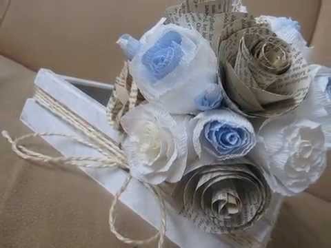 Wedding bouquet DIY blue  RUSTIC STYLE  PAPER FLOWERS