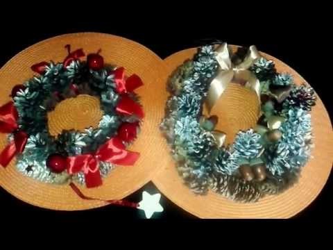 DIY  jak zrobić  dekoracje .wiank,stroikii na Boże Narodzenie wianek z szyszek