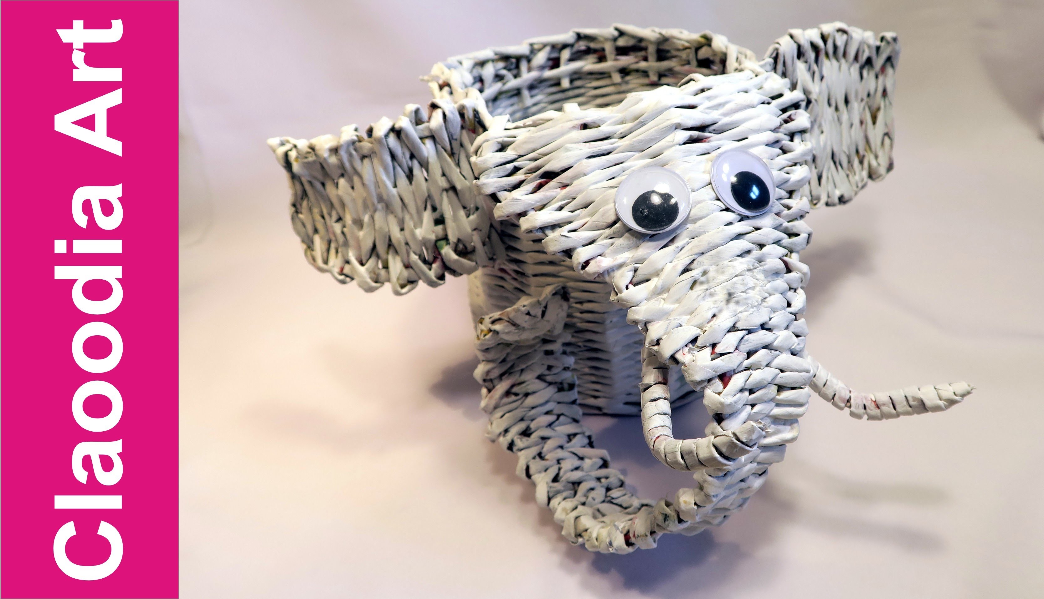 Słoń z papierowej wikliny (elephant, paper wicker)