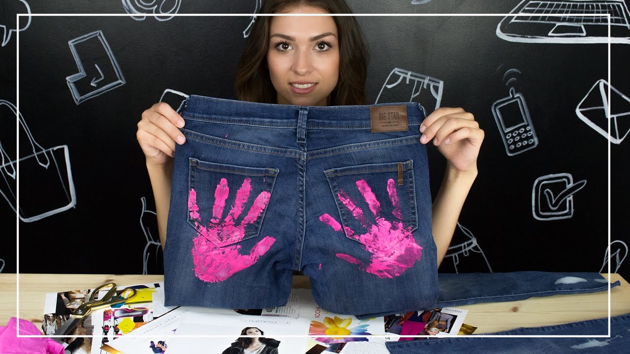 Jeansowe szorty pomalowane farbą - Pomysł na DIY na lato