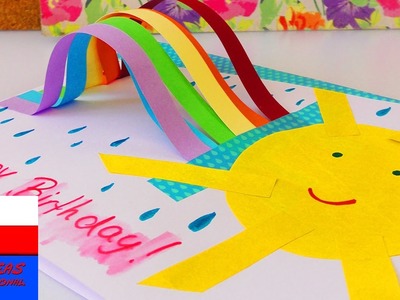 Kartka urodzinowa z tęczą i słońcem | prosty pomysł | Rainbow Birthday Card DIY Idea