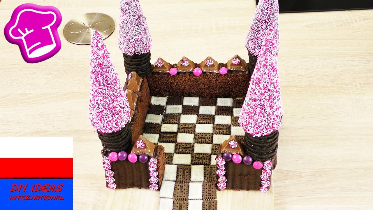 Bajkowy zamek - ciasto bez pieczenia | prosty pomysł na efektowny tort urodzinowy