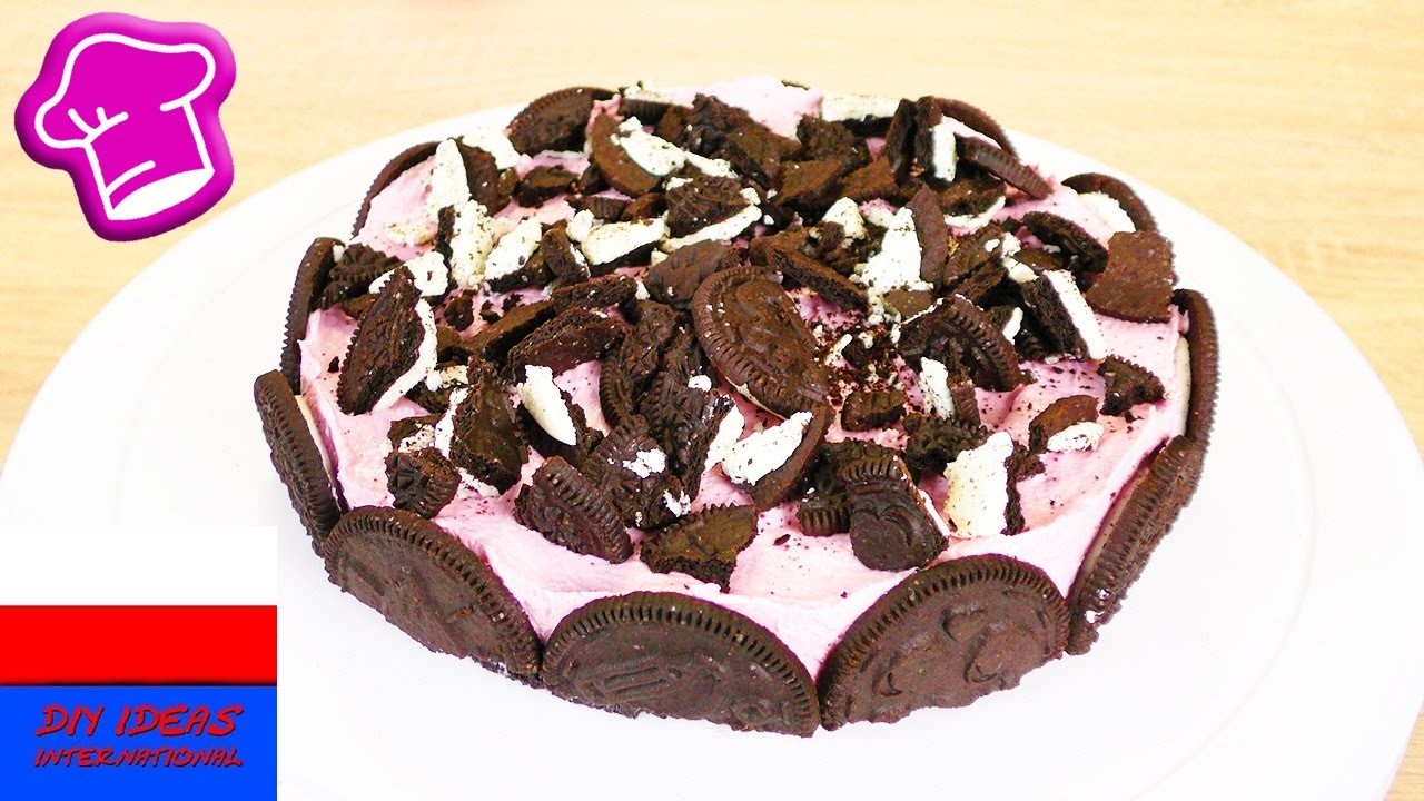 Różowy torcik z ciastkami Oreo | bez pieczenia | ciastka Oreo, maliny i mascarpone