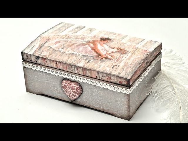 Decoupage  pudełko z baletnicą; malowane szpachelką  - DIY tutorial