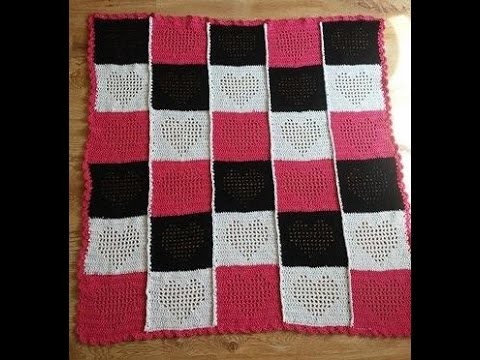 No 41# Pled z sercem na szydełku  - blanket with heart on crochet