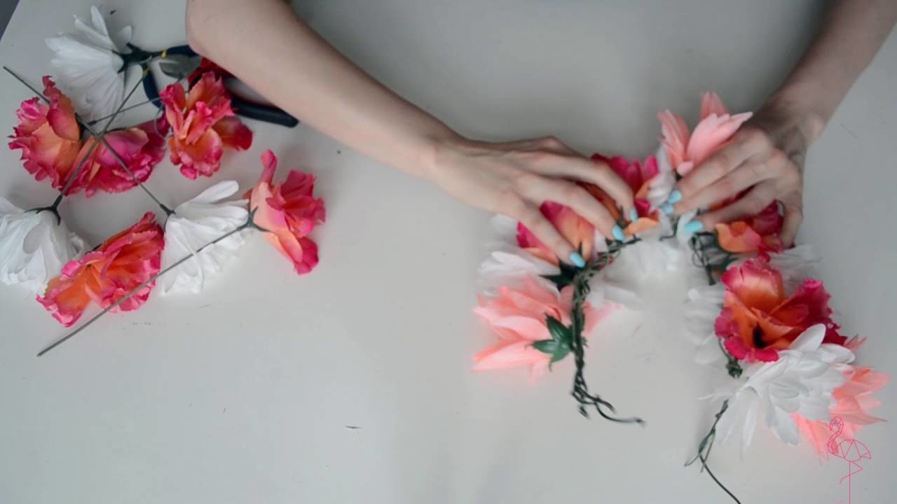DIY: wianek.korona ze sztucznych kwiatów - flamingodiy