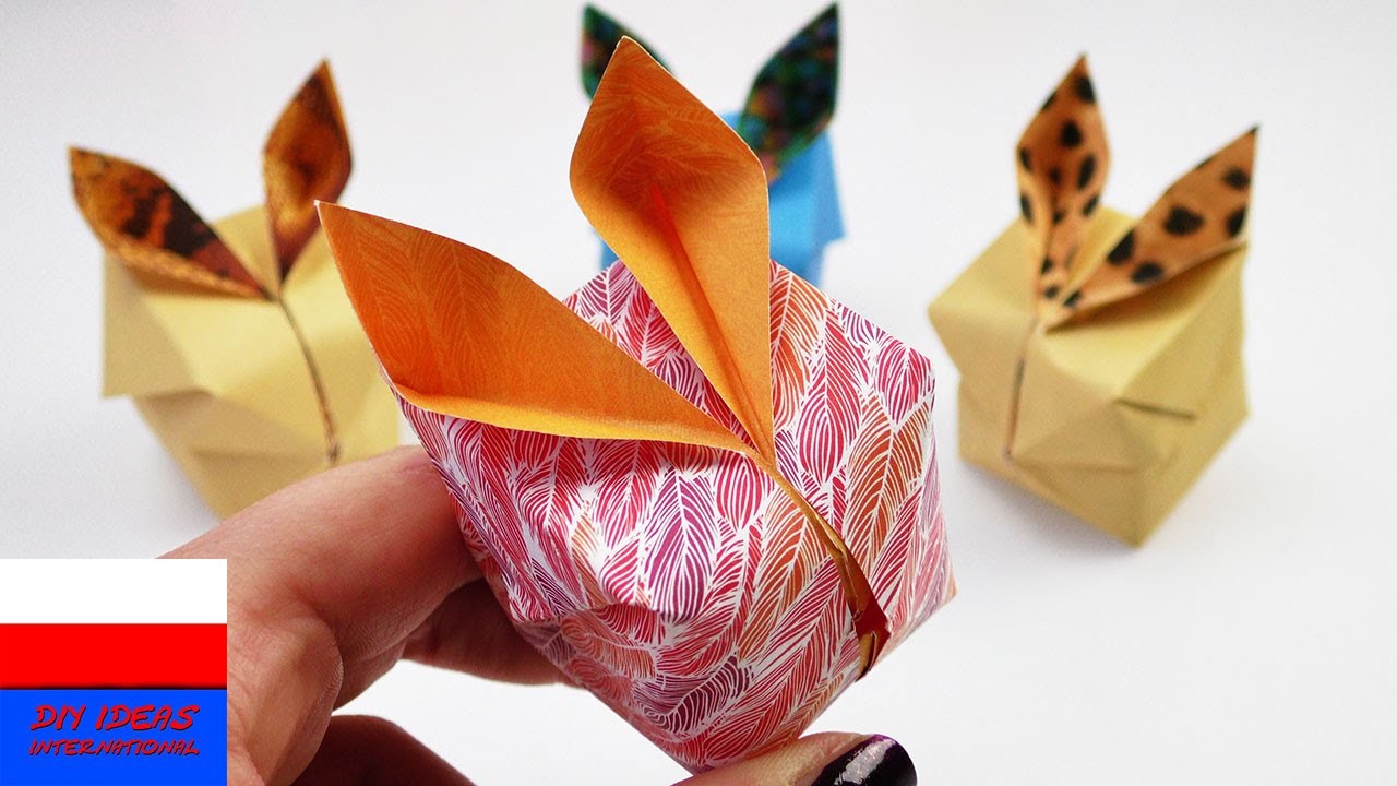 DIY International | zajączki wielkanocne  z origami | urocze zające w 3D jako wiosenna dekoracja