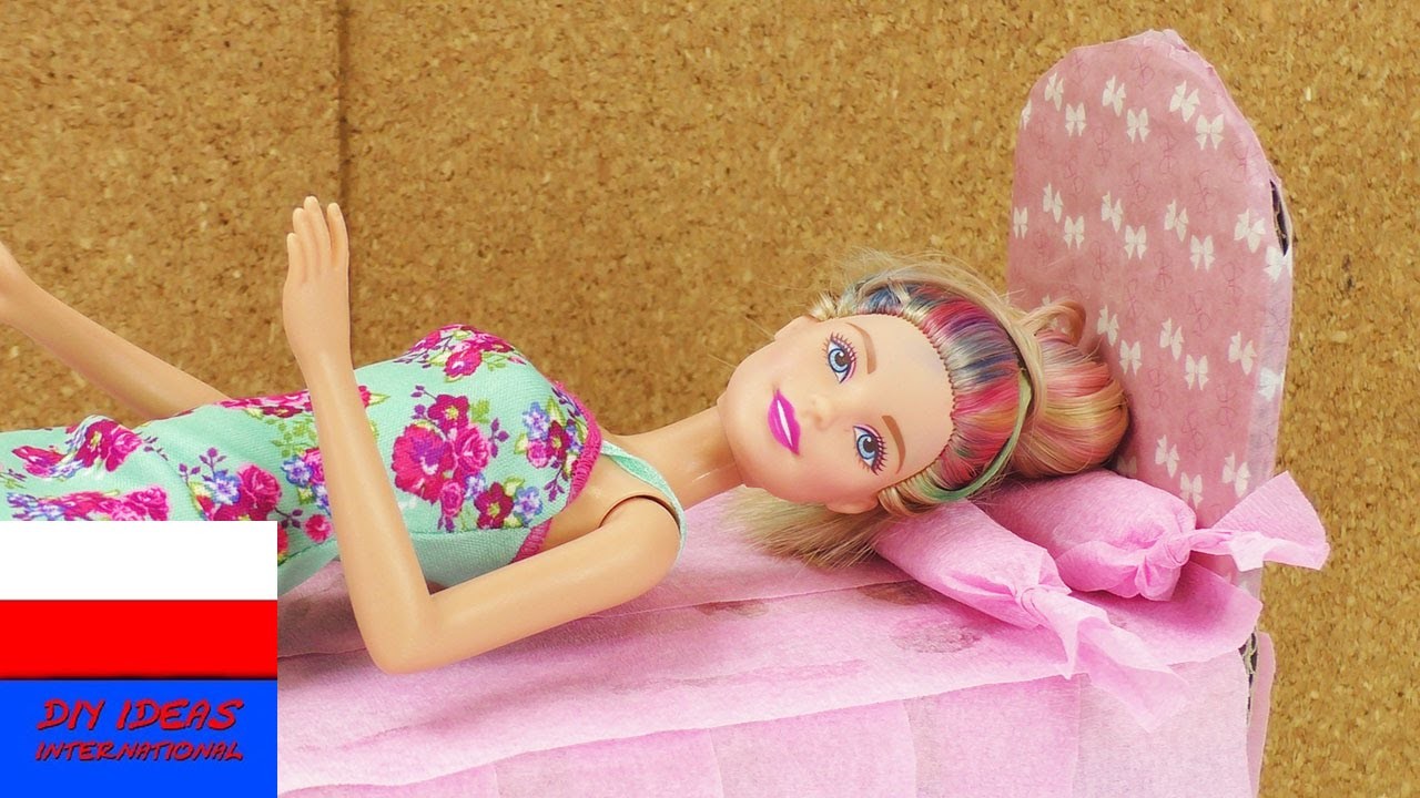 DIY łóżko dla Barbie | piękne łóżko księżniczki z kartonu | prosty pomysł