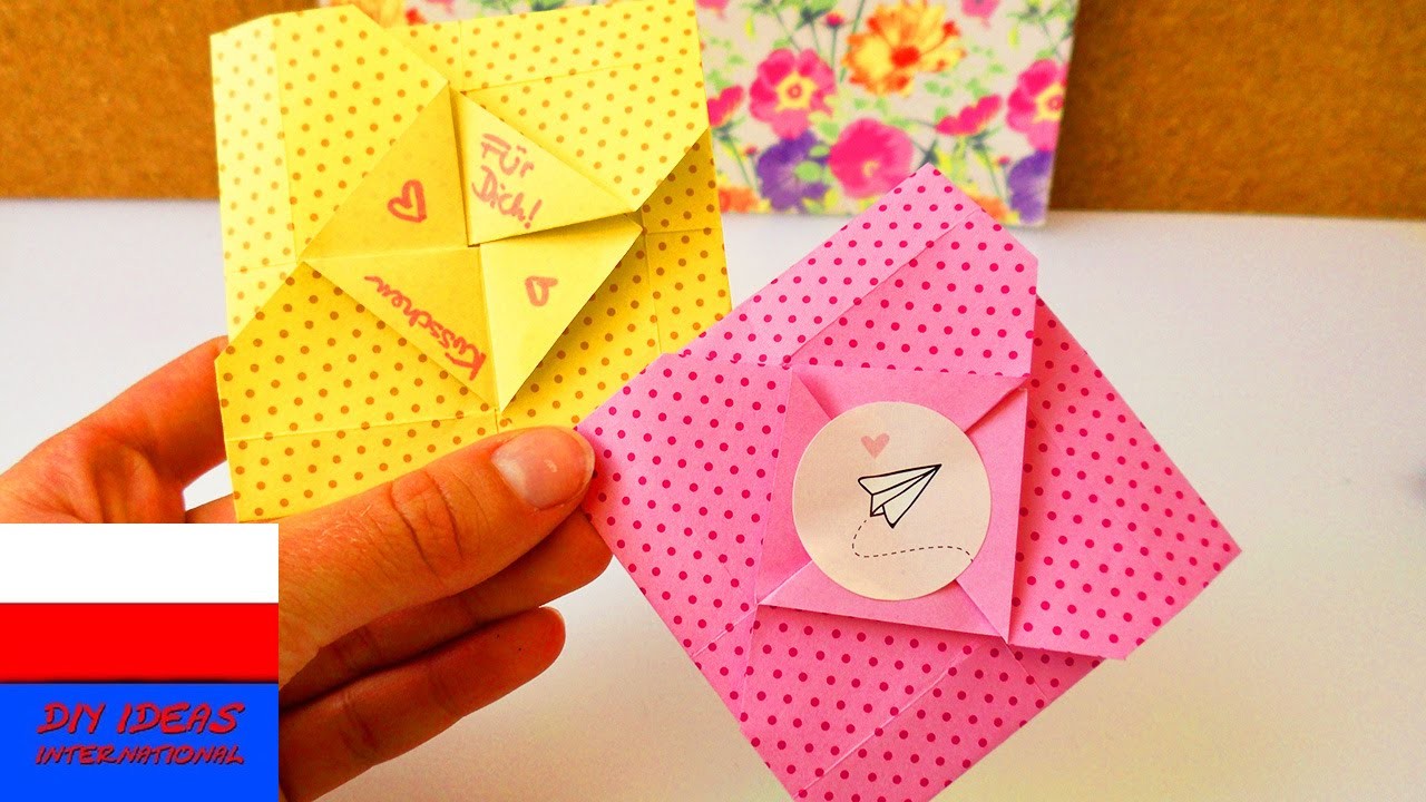 Koperta Origami | na krótkie wiadomości, liściki | proste origami
