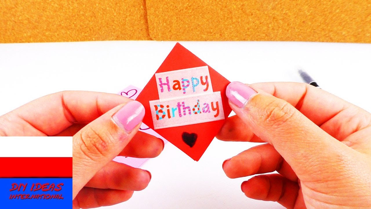 Urodzinowy bilecik z karteczki do notatek | kartka origami | proste i szybkie