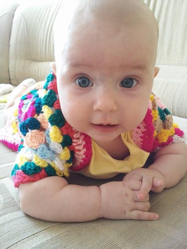 No 58# sweterek na szydełku z kwadratów babuni - cardigan for baby with granny square crochet