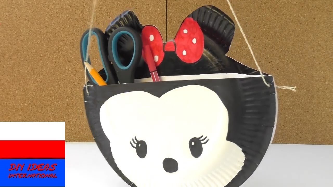 Torebka w stylu Tsum Tsum Miki Mouse | z papierowych talerzyków | torebka na przybory do pisania