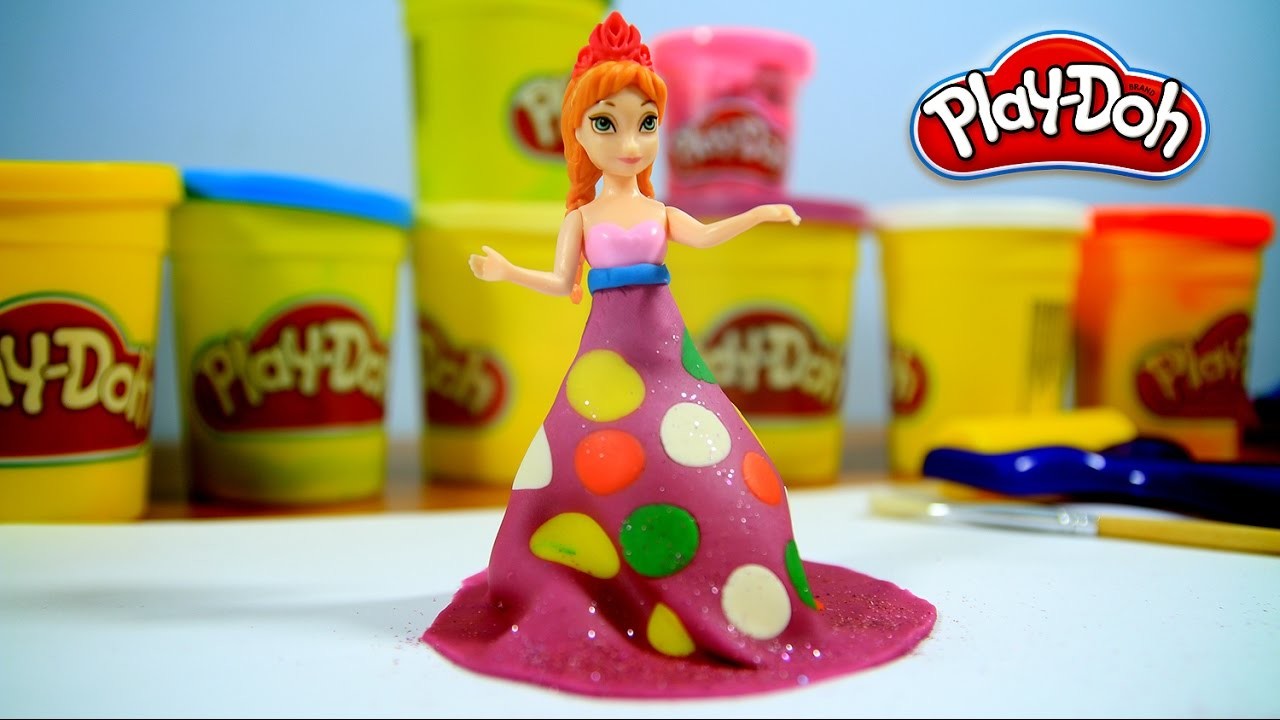 DIY -  Suknia w Grochy dla Anny Frozen z Play Doh!. Dot Dress for Frozen Anna with Play Doh