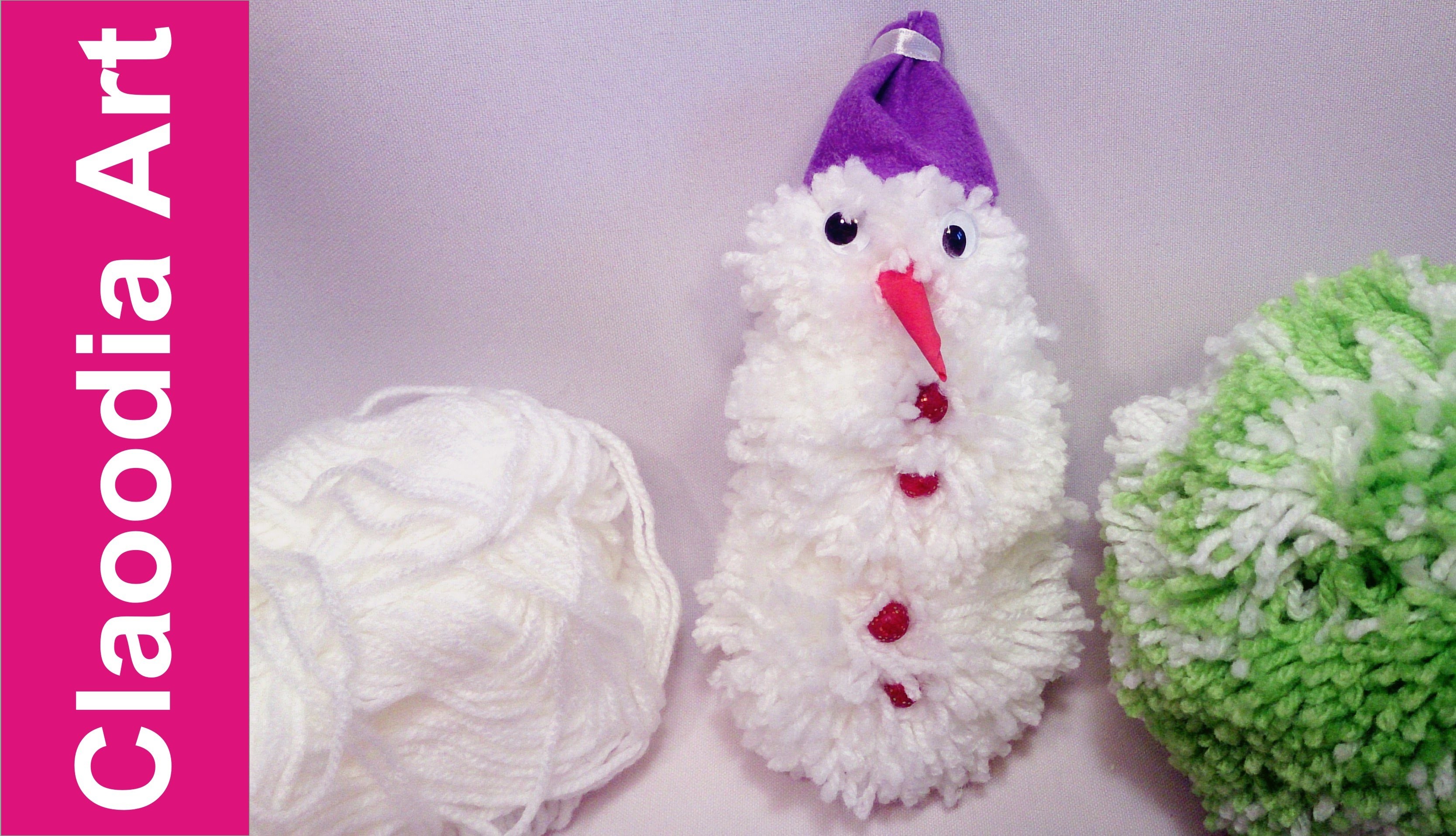 Bałwanek z pomponów z włóczki (snowman yarn, pompom)