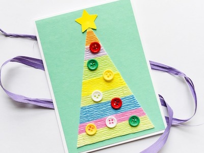 How to Make - Easy Christmas Tree Card - Step by Step DIY | Kartka Świąteczna Choinka
