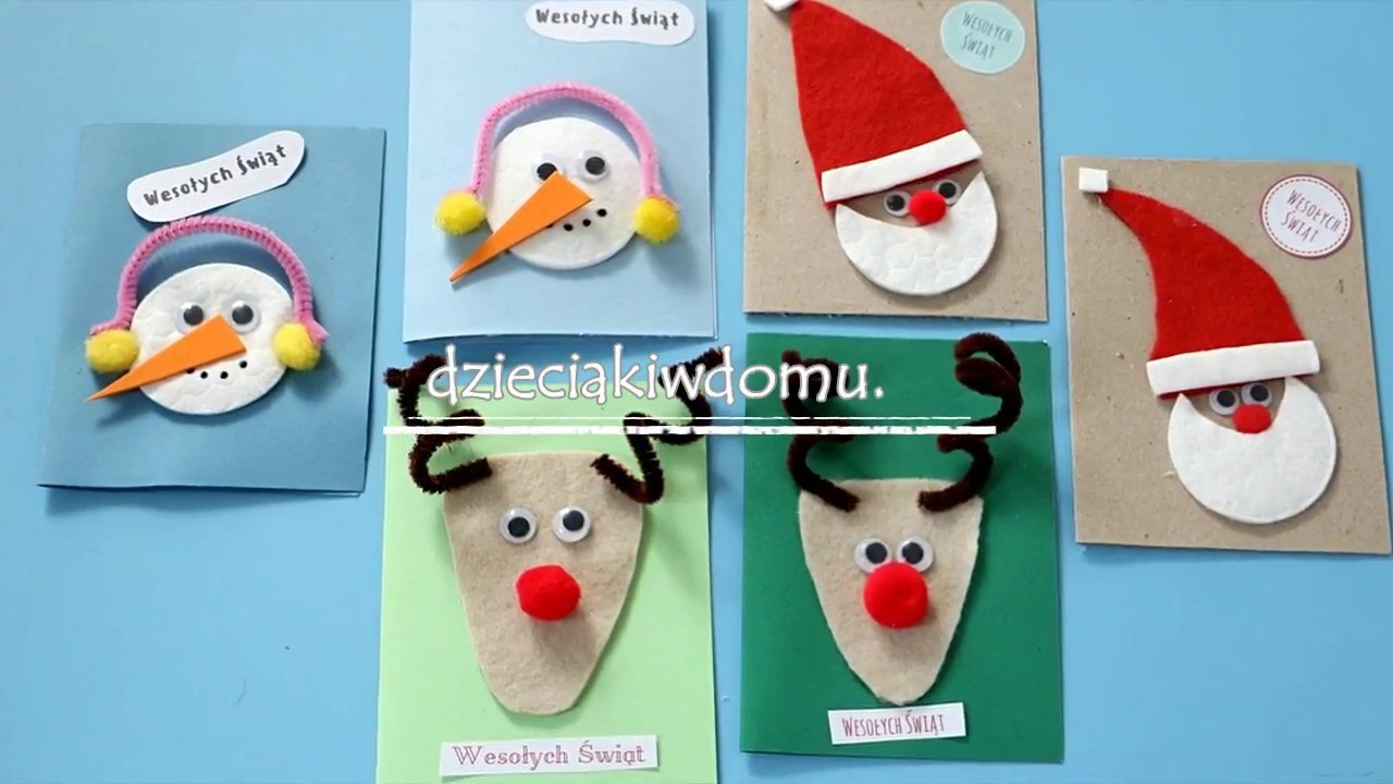 Kartki świąteczne ręcznie robione. DIY Christmas Cards for Kids