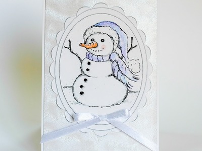 How to Make - Christmas Card Snowman - Step by Step DIY | Kartka Świąteczna Bałwan