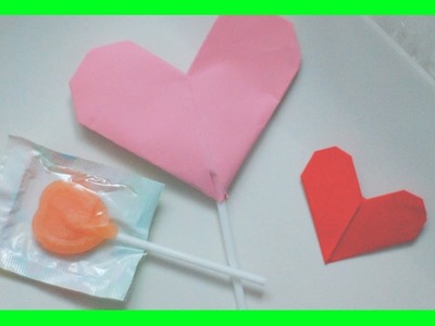 Lizak zapakowany w serce origami. Origami heart packed Lollypop
