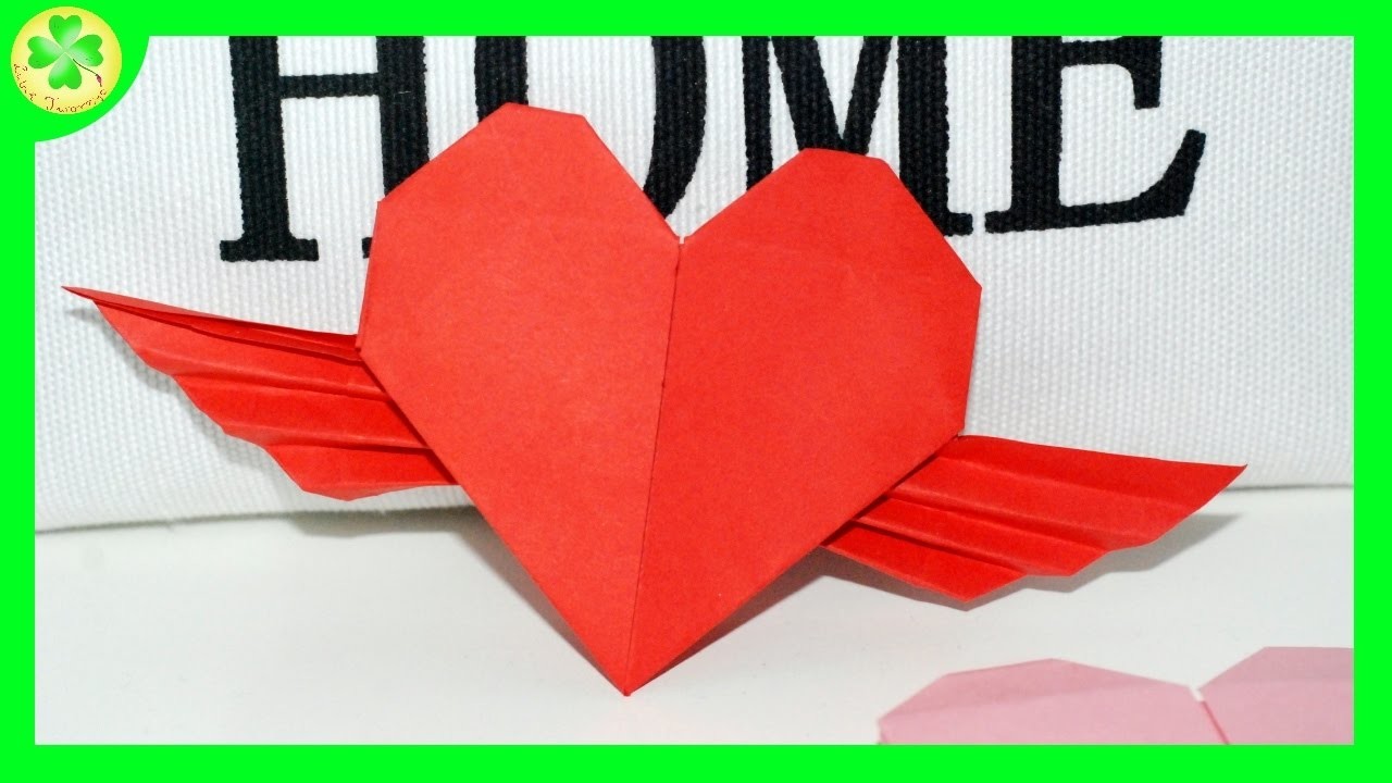 Serce Origami ze skrzydełkami. Origami Heart with wings