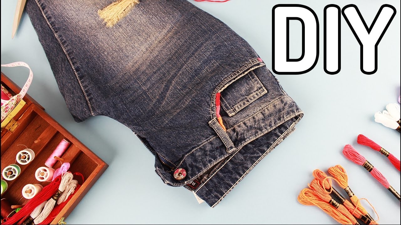 DIY - jeansy obszyte muliną
